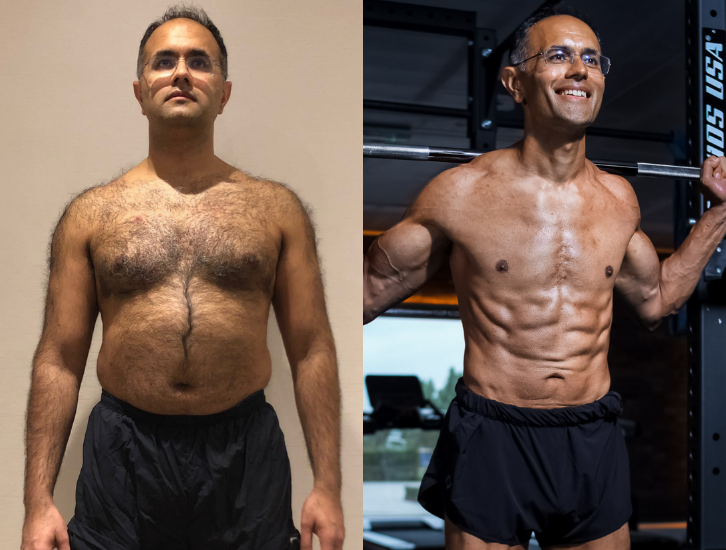 Dr. Kinner Davda. Orthopaedic Surgeon & Father. Lost 44lbs. From working erratic hours, finally built the structure at home he already gave to his patients.